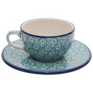 Filiżanki - Filiżanka Do Herbaty Kawy 150 Ml Ze Spodkiem - Ceramika Artystyczna Bolesławiec - miniaturka - grafika 1