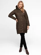 Kurtki damskie - PUCHOWA PRZEJŚCIOWA PIKOWANA KURTKA DAMSKA Z KAPTUREM - miniaturka - grafika 1