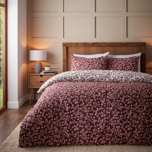 Czerwona flanelowa pościel dwuosobowa 200x200 cm Grace Floral Leaf – Catherine Lansfield - Pościel - miniaturka - grafika 1