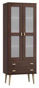 Witryna drewniana Venuci 2 szuflady 89 cm orzech - Witryny - miniaturka - grafika 1