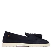 Mokasyny damskie - Mokasyny Tommy Hilfiger Light Suede Tassel Loafer FW0FW09285 Granatowy - miniaturka - grafika 1