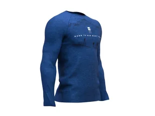 COMPRESSPORT Męska koszulka biegowa z długim rękawem Training T-Shirt Mont Blanc 2019 niebieska - Koszulki sportowe męskie - miniaturka - grafika 1