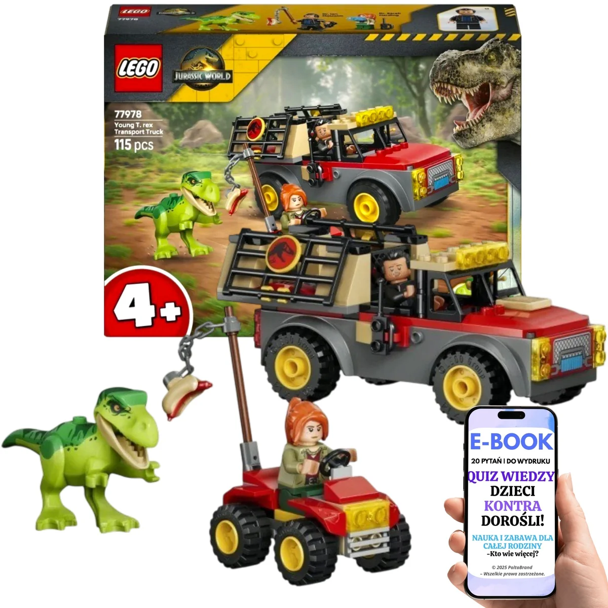 LEGO JURASSIC WORLD Ciężarówka do transportu młodego • dla Fana Jurassic World 77978