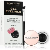 Eyelinery - Makeup Revolution Gel Eyeliner With Brush Eyeliner W Żelu Z Pędzelkiem Czarny - miniaturka - grafika 1