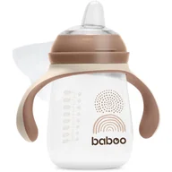Kubki dla dzieci - Baboo Cup with Silicone Spout kubek z uchwytami Au Naturale 6m+ 260 ml - miniaturka - grafika 1