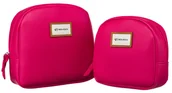Kosmetyczki, organizery i kuferki - Kosmetyczka damska eko Rovicky zestaw saszetek na suwak pojemne organizery, różowy - miniaturka - grafika 1