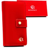 Portfele - Portfel eko damski Rovicky na magnes modny pojemny na karty i dokumenty portmonetka na suwak, czerwony - miniaturka - grafika 1