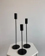 Świeczniki - Komplet trzech czarnych świeczników metalowych - miniaturka - grafika 1