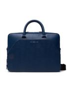 Torby na laptopy - Tommy Hilfiger Torba na laptopa Business Leather Slim Comp Bag AM0AM08459 Granatowy - miniaturka - grafika 1