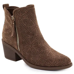 Botki damskie perforowane na obcasie brązowe S.Barski HY52-538 - Botki damskie - miniaturka - grafika 1