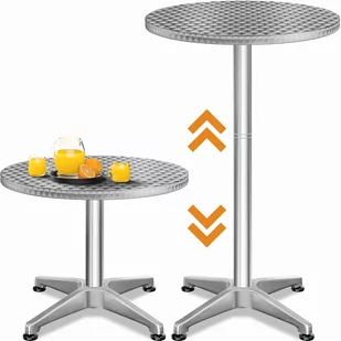 Stolik Barowy 2w1 Ø60cm Bistro Aluminium Składany 70-115cm - Stoły ogrodowe - miniaturka - grafika 1