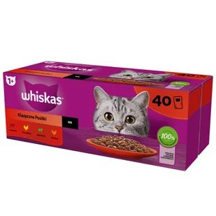 WHISKAS Adult saszetka 40 x 85 g Klasyczne Posiłki + WHISKAS Adult saszetka 4 x 85 g Zestawy Klasyczne - Mokra karma dla kotów - miniaturka - grafika 2