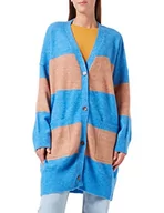 Swetry damskie - True Religion Damska kurtka z dzianiny oversize, długi kardigan, błękitna /, standardowa - miniaturka - grafika 1