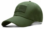 Czapki i chusty sportowe męskie - Czapka Z Daszkiem Bejsbolówka Z Haftem Flaga Usa Oliwkowa Pako Jeans - miniaturka - grafika 1