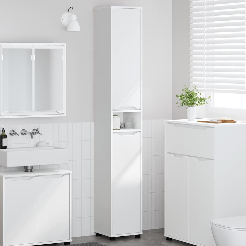 vidaXL vidaXL Szafka Łazienkowa z półką z drzwiami Biały 30,5 x 30 x 195 cm