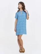 Sukienki - Niebieska sukienka z printem w drobne kwiaty - miniaturka - grafika 1