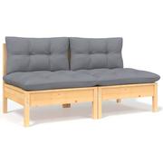 Sofy ogrodowe - VidaXL Lumarko 2-osobowa sofa ogrodowa z szarymi poduszkami, drewno sosnowe! 806651 VidaXL - miniaturka - grafika 1