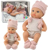 Akcesoria dla lalek - Lalka Bobas Niemowlak Różowe Ubranko Czapeczka Śliniaczek 18 cm - miniaturka - grafika 1