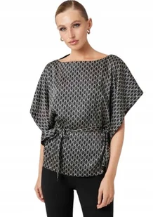 GUESS CZARNA DAMSKA BLUZKA Z NADRUKIEM I WIĄZANIEM W TALII 44 GMB - Bluzki damskie - miniaturka - grafika 1