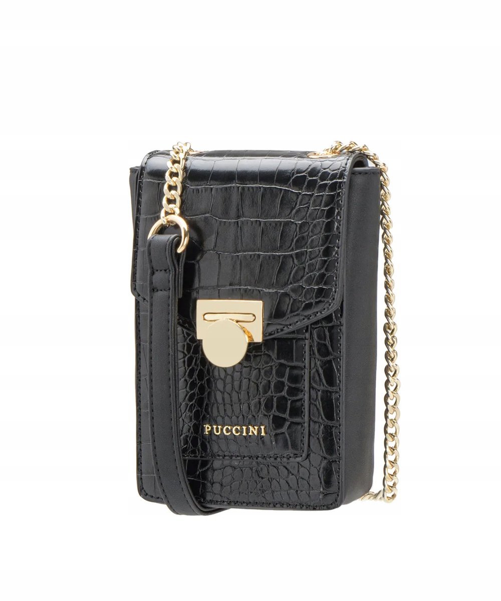 Mini Torebka Mała Damska Na Łańcuszku Crossbody PUCCINI Czarna BML043T-1