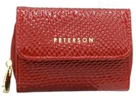 Portfele - Portfel Skórzany Peterson Bułeczka Skóra Naturalna Z Suwakiem RFID PTN-423229 CZERWONY 9 x 7 x 3 [cm] - miniaturka - grafika 1