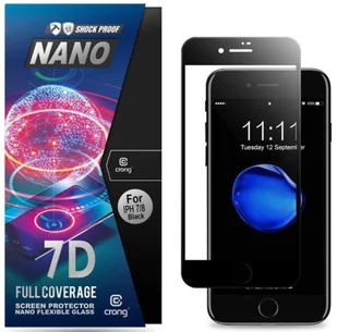 Crong Crong 7D Nano Flexible Glass - Szkło hybrydowe 9H na cały ekran iPhone 8 / 7 / 6s / 6 (Black) - Szkła hartowane na telefon - miniaturka - grafika 2