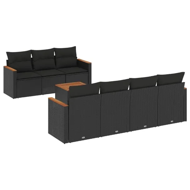 Zestaw wypoczynkowy rattan PE czarny 55x62x69 cm
