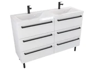 Szafki łazienkowe - Szafka Stojąca Z Umywalką ATH 120 cm DUO - Biały Mat - Uchwyty Czarne Matowe - miniaturka - grafika 1