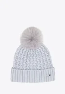 Czapki damskie - Czapka damska o splocie w drobny wzór szara - miniaturka - grafika 1