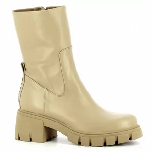 Beżowe botki damskie na suwak CARINII - Carinii - Botki damskie - miniaturka - grafika 1