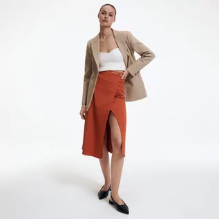 Spódnice - Reserved Spódnica midi z wiązaniem - Pomarańczowy - grafika 1