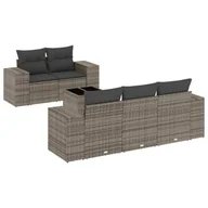 Sofy ogrodowe - vidaXL 6-częściowa sofa ogrodowa z poduszkami z szarego polirattanu - miniaturka - grafika 1