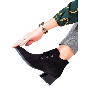 Botki na niskim obcasie Sergio Leone czarne - Botki damskie - miniaturka - grafika 1