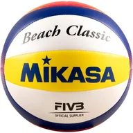 Siatkówka - Piłka siatkowa plażowa Mikasa Beach Classic biało-żółto-niebieska BV552C-WYBR - miniaturka - grafika 1