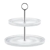 Tace i patery - Szklana patera 2-poziomowa 24 x 24 cm srebrny - miniaturka - grafika 1