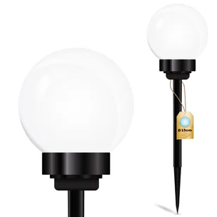 Lampa Solarna Ogrodowa LED ATRIS Wbijana Biała Kula 15cm LUMILED - Lampy ogrodowe - miniaturka - grafika 1