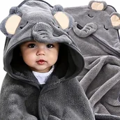 Okrycia kąpielowe dla dzieci - RĘCZNIK KĄPIELOWY Z KAPTUREM PONCZO OKRYCIE KĄPIELOWE DLA DZIECI 80X80 CM - miniaturka - grafika 1