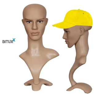 Manekin ekspozycyjny męski Bituxx beżowy na kapelusze czapki peruki - Manekiny wystawowe - miniaturka - grafika 1