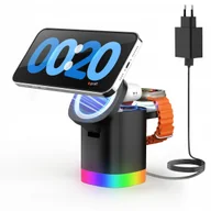 Ładowarki do telefonów - Ładowarka bezprzewodowa 3w1 z RGB i kątem 45° iPhone AirPods - miniaturka - grafika 1