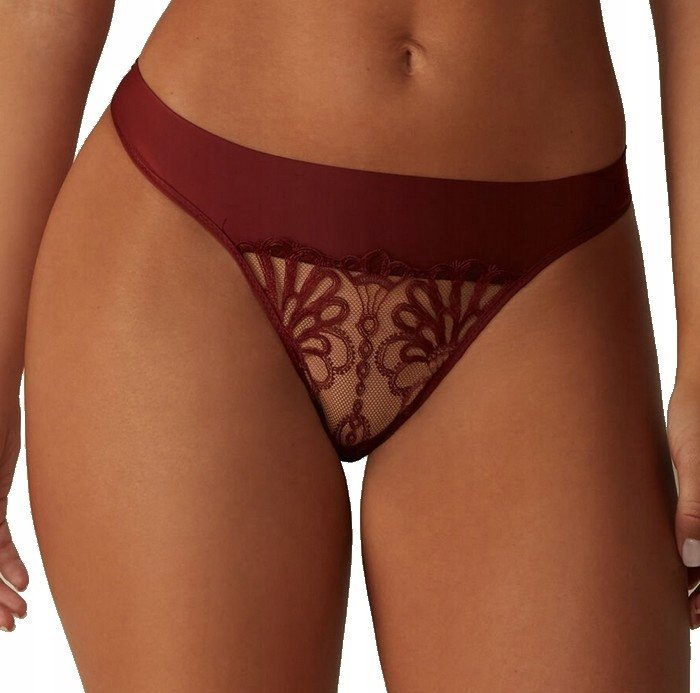 INTIMISSIMI Majtki Brazyliany stringi Romantic Life koronka bordowe S (36)