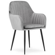 Krzesła - Srebrnoszare krzesło welurowe do salonu - Negros 3X - miniaturka - grafika 1