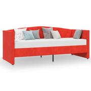 Łóżka - Łóżko czerwone, VidaXL, dzienne, z USB i materacem, aksamit, 90x200 cm - miniaturka - grafika 1