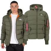 Odzież taktyczna i umundurowanie - Kurtka z kapturem Alpha Industries Hooded Puffer FD 118113 257 - Ciemnozielona XXL - miniaturka - grafika 1
