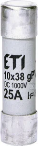 ETI Wkładka topikowa cylindryczna PV CH10x38 gPV 25A 1000V - Bezpieczniki elektryczne - miniaturka - grafika 1