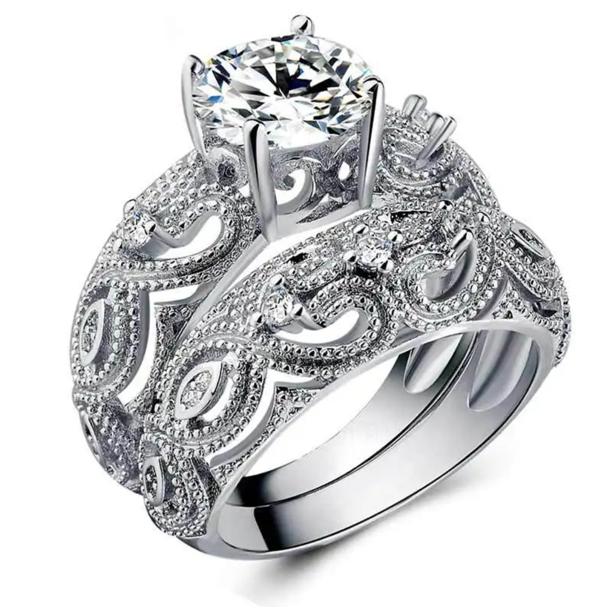 Srebrny Pierścionek z Dużym Brylantem Modny Stylowy Elegancki Luksusowy