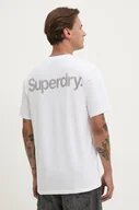 Koszulki męskie - Superdry t-shirt bawełniany męski kolor biały z nadrukiem M1012032A-T7X - miniaturka - grafika 1