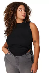 Trendyol Damska Dopasowana Bodycon Crew Neck Dzianina Plus Size Bluzka Koszula, Czarny, 4XL Duże Rozmiary - Body - miniaturka - grafika 1