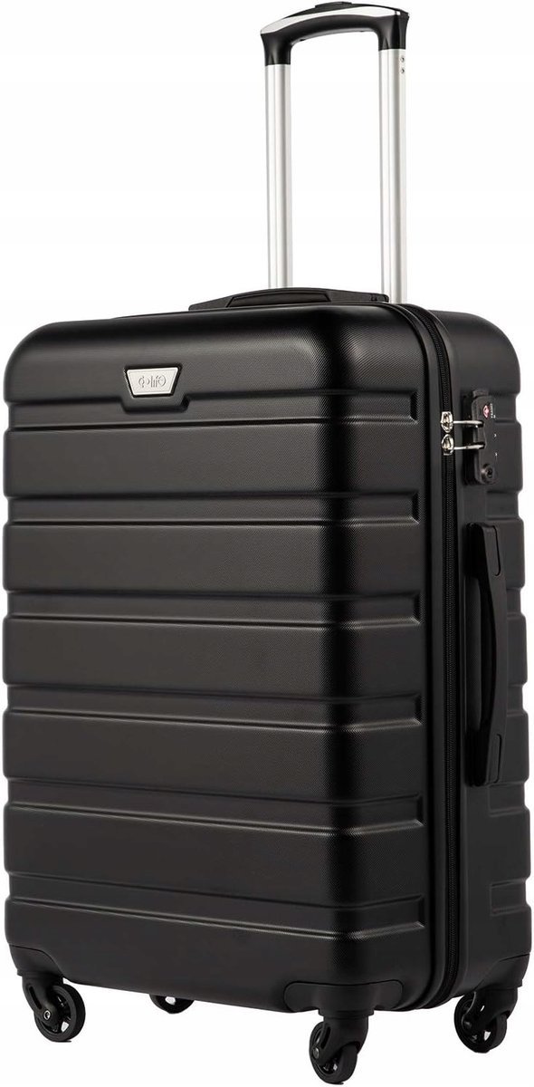 Duża Walizka 93 L Podróżna Twarda Lekka Abs Czarna Na 4 Kółkach Zamek Tsa