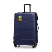 Walizki - Duża walizka z ABS - u żłobiona z identyfikatorem granatowa - miniaturka - grafika 1