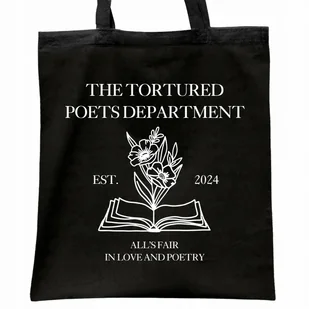 Torba bawełniana czarna na zakupy Taylor Swift The Tortured Poets - Torby i wózki na zakupy - miniaturka - grafika 1
